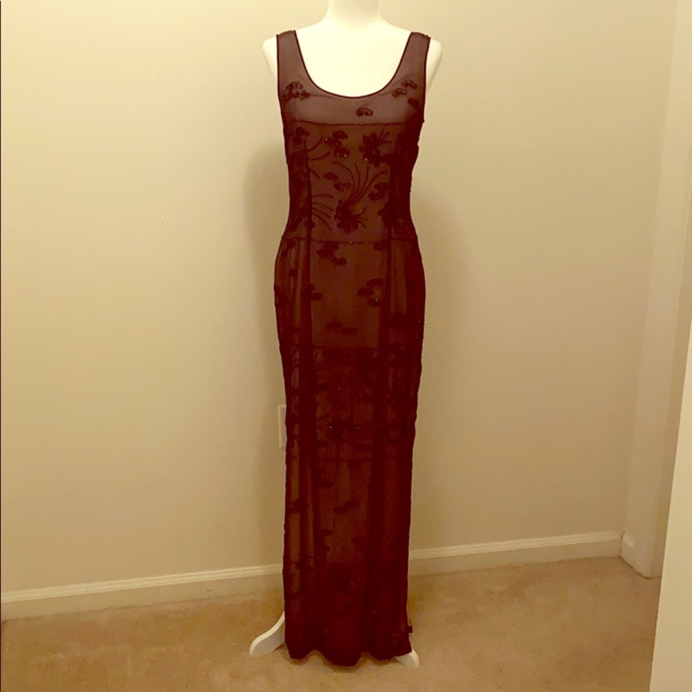 Basix beaded silk gown (like new) size 8/10
